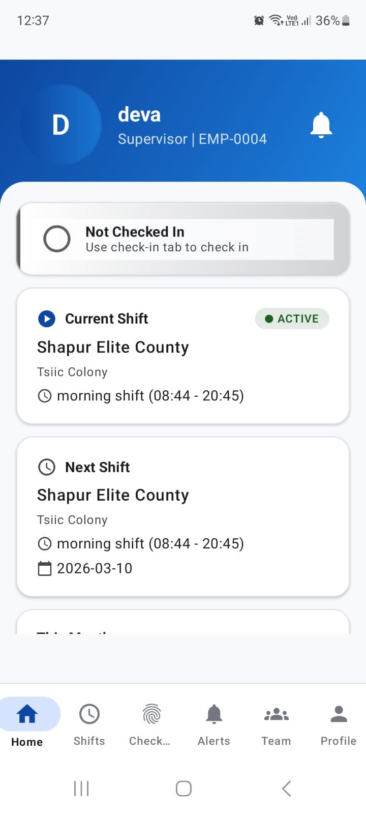 Rakshak Live Guard App Home Dashboard